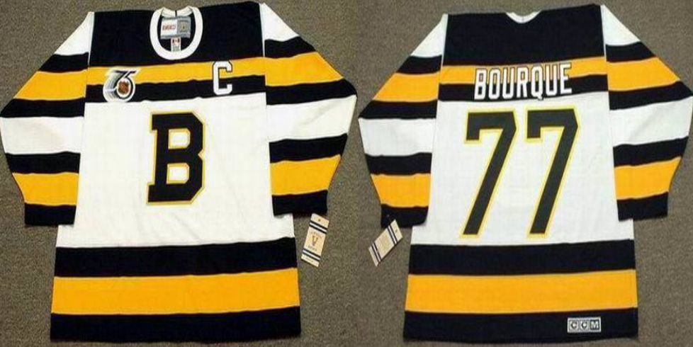 2019 Men Boston Bruins 77 Bourque White CCM NHL jerseys1